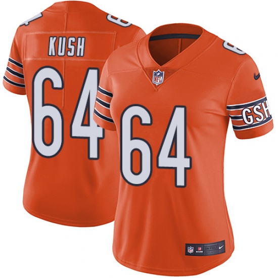 Women's Nike Chicago Bears 64 Eric Kush Orange Alternate Vapor Untouchable Limited Player NFL Jersey