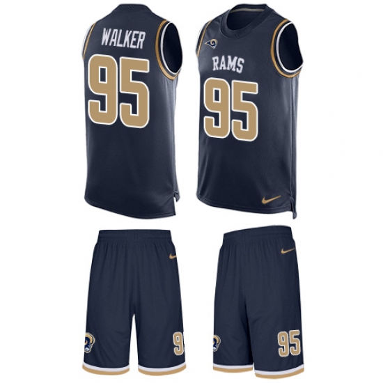 Men's Nike Los Angeles Rams 95 Tyrunn Walker Limited Navy Blue Tank Top Suit NFL Jersey