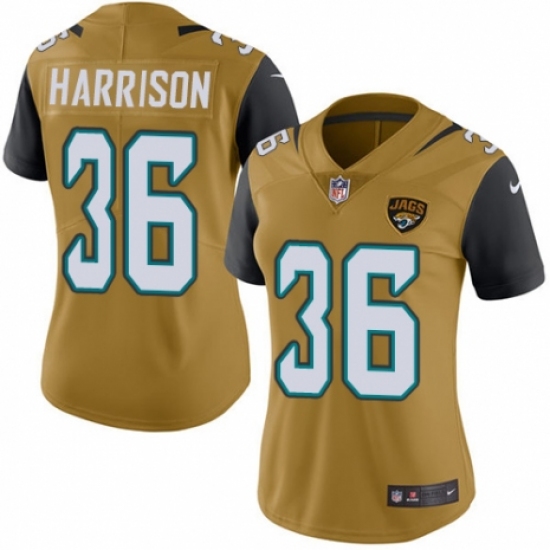 Women's Nike Jacksonville Jaguars 36 Ronnie Harrison Limited Gold Rush Vapor Untouchable NFL Jersey