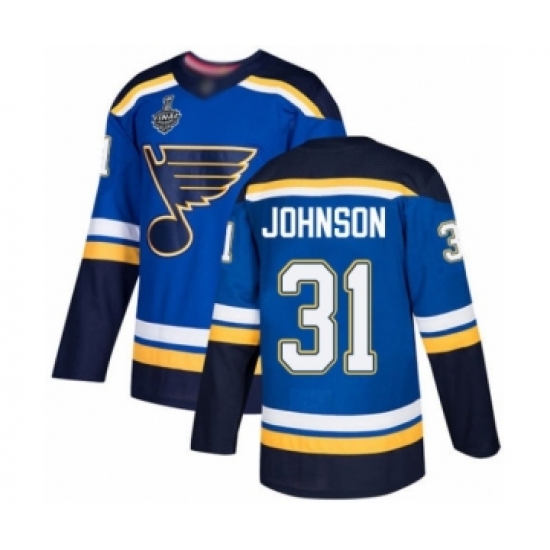 Youth St. Louis Blues 31 Chad Johnson Authentic Royal Blue Home 2019 Stanley Cup Final Bound Hockey Jersey