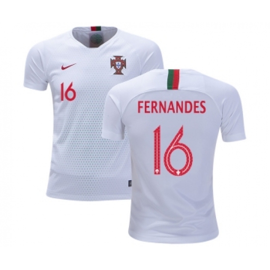 Portugal 16 Fernandes Away Kid Soccer Country Jersey