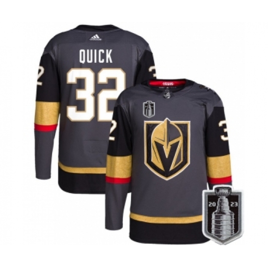 Men's Vegas Golden Knights 32 Jonathan Quick Gray 2023 Stanley Cup Final Stitched Jersey
