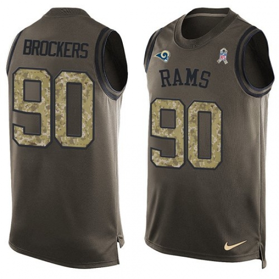 Men's Nike Los Angeles Rams 90 Michael Brockers Limited Green Salute to Service Tank Top NFL Jersey