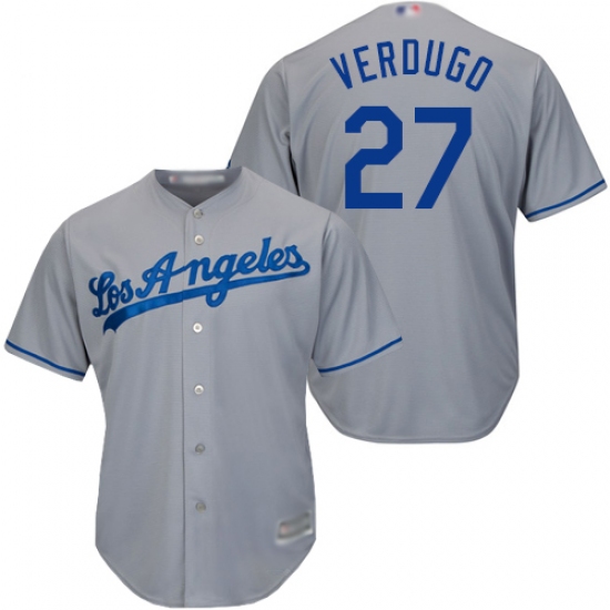 Youth Los Angeles Dodgers 27 Alex Verdugo Grey Cool Base Stitched Baseball Jersey