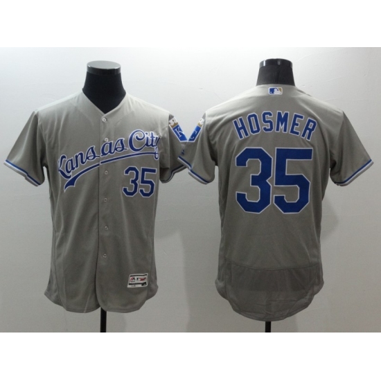 Men's Kansas City Royals 35 Eric Hosmer Gray Stitched Baseball Jersey