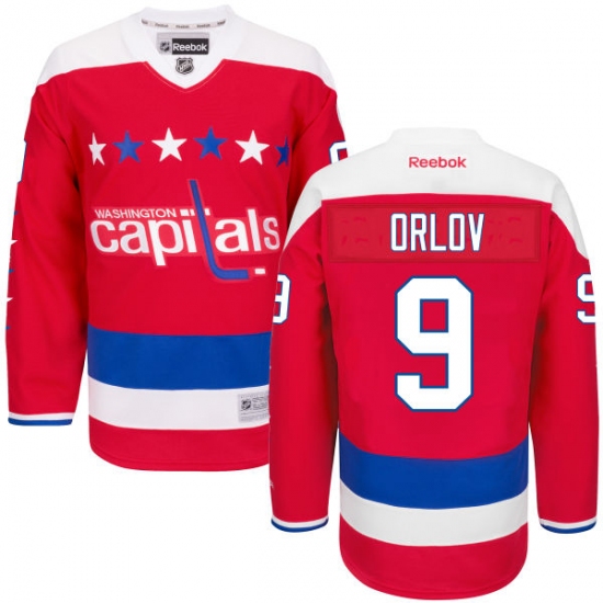 Men's Reebok Washington Capitals 9 Dmitry Orlov Authentic Red Third NHL Jersey