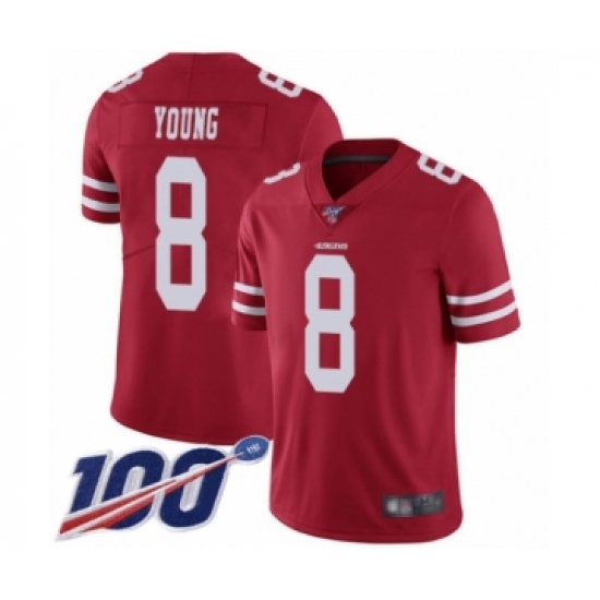 Youth San Francisco 49ers 8 Steve Young Red Team Color Vapor Untouchable Limited Player 100th Season Football Jersey