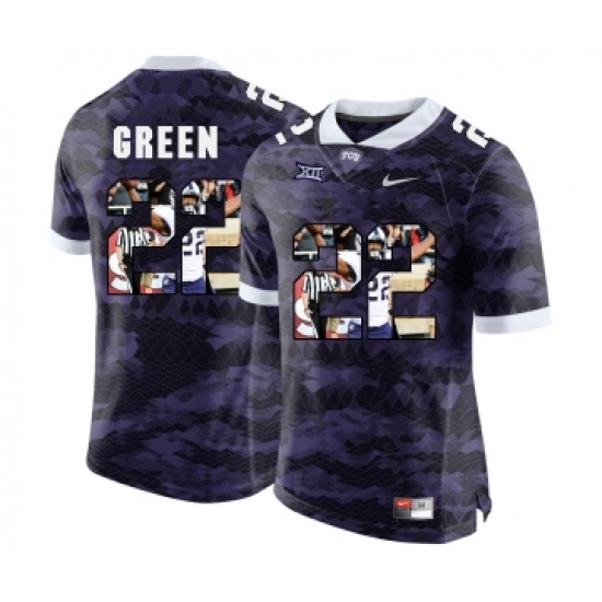 TCU Horned Frogs 22 Aaron Green Purple With Portrait Print College Football Limited Jersey