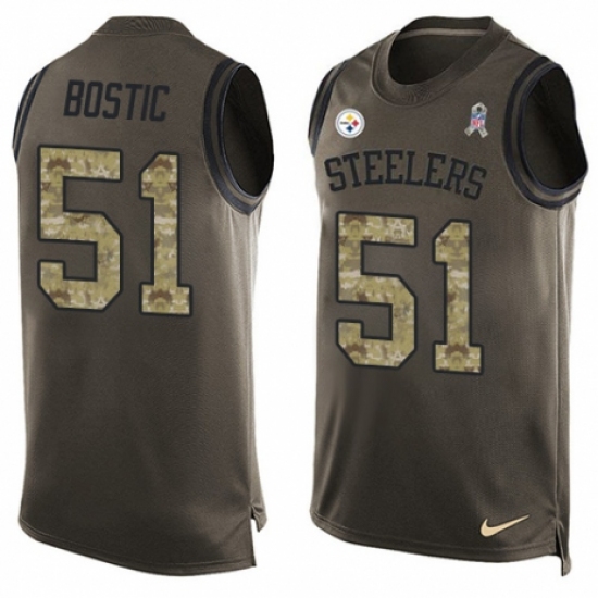 Men's Nike Pittsburgh Steelers 51 Jon Bostic Limited Green Salute to Service Tank Top NFL Jersey