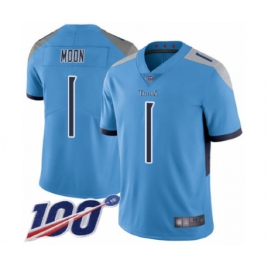 Men's Tennessee Titans 1 Warren Moon Light Blue Alternate Vapor Untouchable Limited Player 100th Season Football Jersey