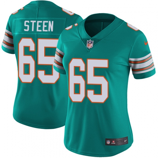Women's Nike Miami Dolphins 65 Anthony Steen Aqua Green Alternate Vapor Untouchable Limited Player NFL Jersey