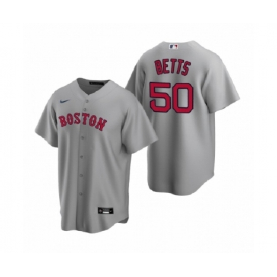 Women's Boston Red Sox 50 Mookie Betts Nike Gray Replica Road Jersey