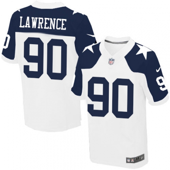 Men's Nike Dallas Cowboys 90 Demarcus Lawrence Elite White Throwback Alternate NFL Jersey