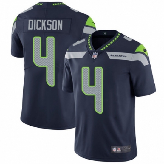 Men's Nike Seattle Seahawks 4 Michael Dickson Navy Blue Team Color Vapor Untouchable Limited Player NFL Jersey