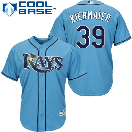 Youth Majestic Tampa Bay Rays 39 Kevin Kiermaier Authentic Light Blue Alternate 2 Cool Base MLB Jersey