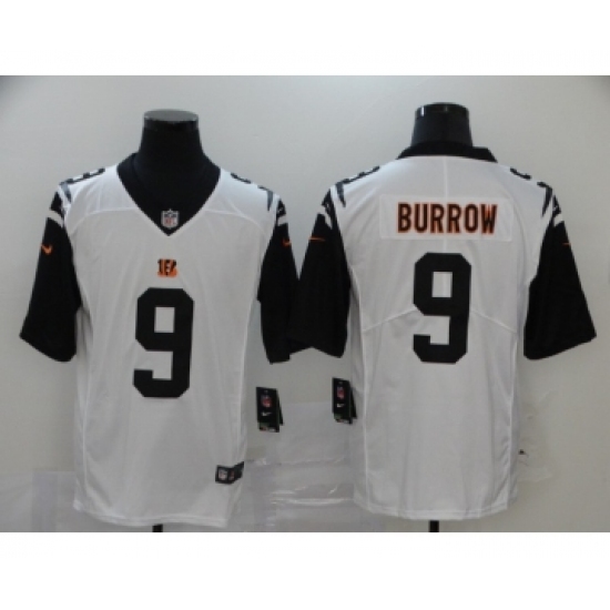 Men's Cincinnati Bengals 9 Joe Burrow White 2020 Color Rush Stitched NFL Nike Limited Jersey
