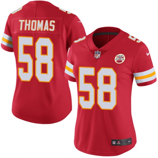 Women's Nike Kansas City Chiefs 58 Derrick Thomas Red Team Color Vapor Untouchable Limited Player NFL Jersey