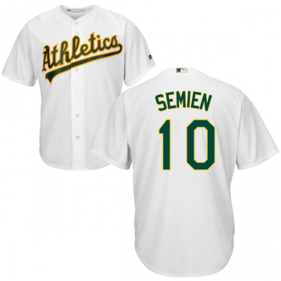 Youth Majestic Oakland Athletics 10 Marcus Semien Authentic White Home Cool Base MLB Jersey