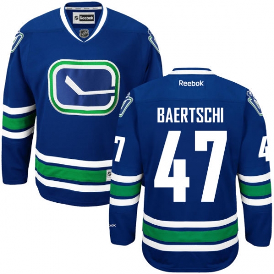 Youth Reebok Vancouver Canucks 47 Sven Baertschi Authentic Royal Blue Third NHL Jersey