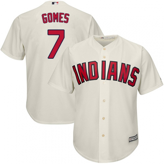 Youth Majestic Cleveland Indians 7 Yan Gomes Replica Cream Alternate 2 Cool Base MLB Jersey