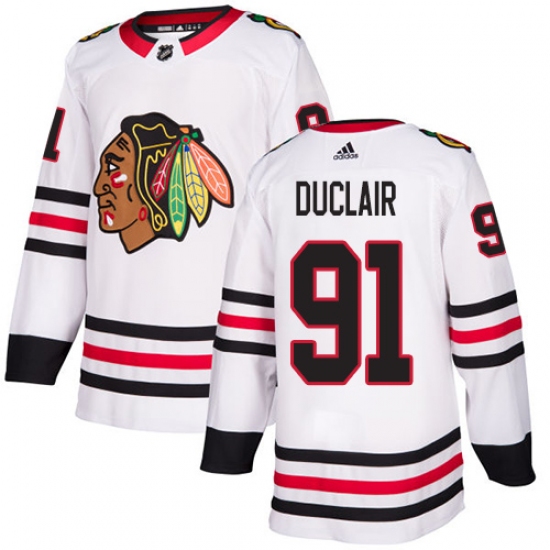 Youth Adidas Chicago Blackhawks 91 Anthony Duclair Authentic White Away NHL Jersey