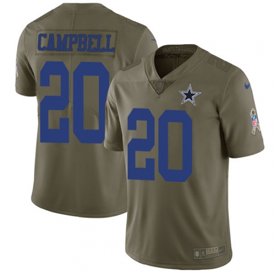 Youth Nike Dallas Cowboys 20 Ibraheim Campbell Limited Olive 2017 Salute to Service NFL Jersey