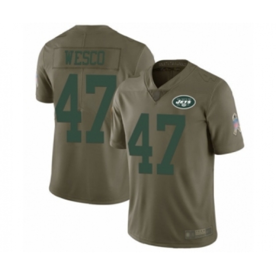 Youth New York Jets 47 Trevon Wesco Limited Olive 2017 Salute to Service Football Jersey