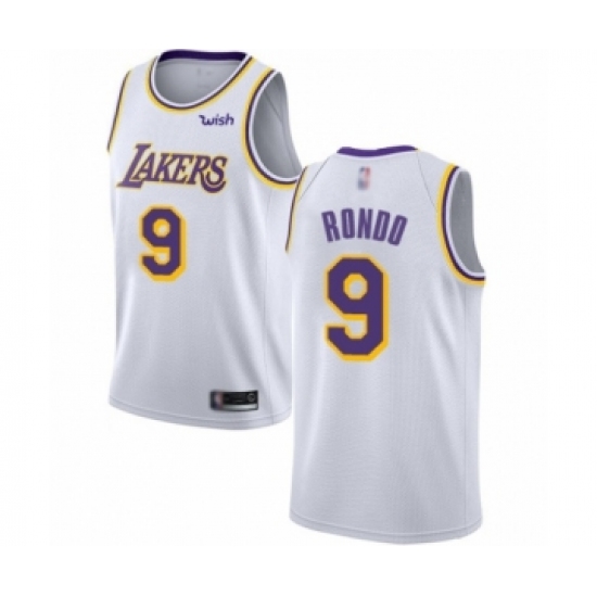 Men's Los Angeles Lakers 9 Rajon Rondo Authentic White Basketball Jersey - Association Edition