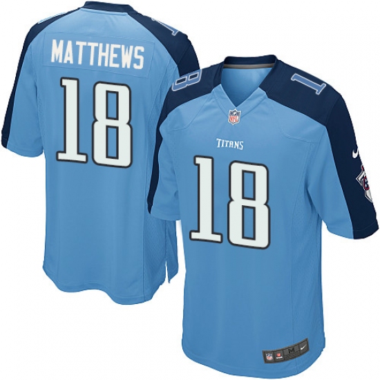 Men's Nike Tennessee Titans 18 Rishard Matthews Game Light Blue Team Color NFL Jersey