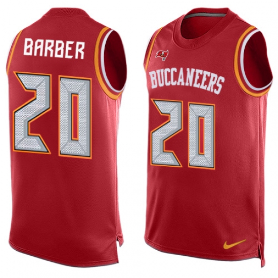 Men's Nike Tampa Bay Buccaneers 20 Ronde Barber Limited Red Player Name & Number Tank Top NFL Jersey