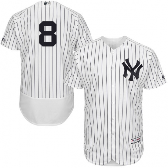 Men's Majestic New York Yankees 8 Yogi Berra White Home Flex Base Authentic Collection MLB Jersey