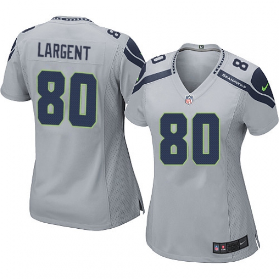 Women's Nike Seattle Seahawks 80 Steve Largent Game Grey Alternate NFL Jersey