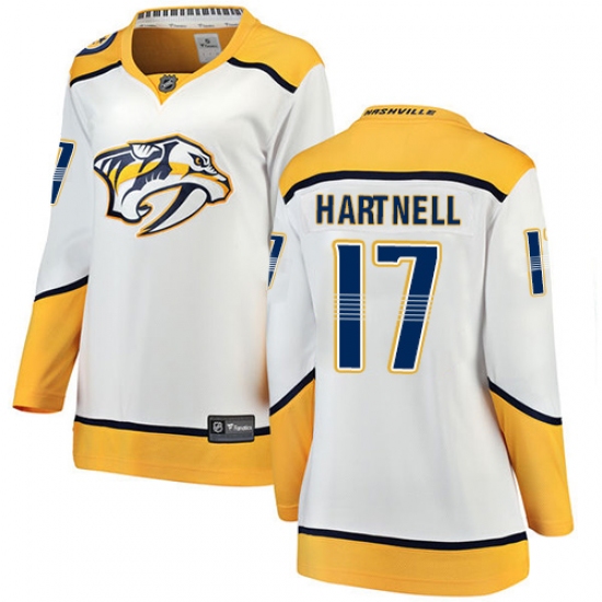 Women's Nashville Predators 17 Scott Hartnell Fanatics Branded White Away Breakaway NHL Jersey