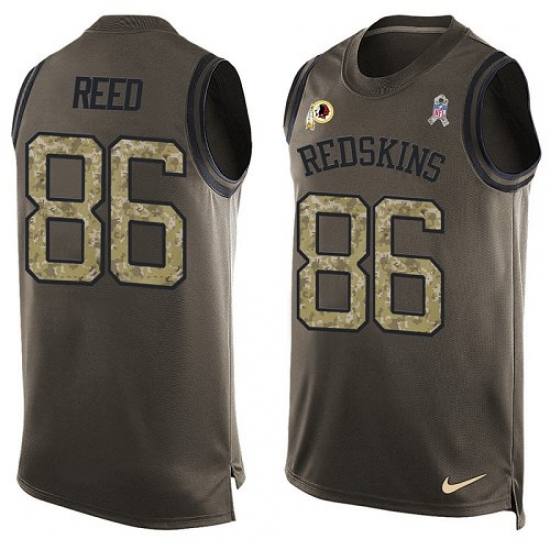 Men's Nike Washington Redskins 86 Jordan Reed Limited Green Salute to Service Tank Top NFL Jersey
