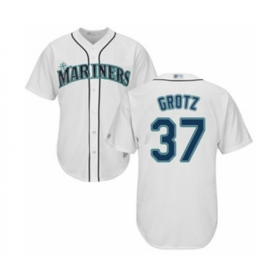 Youth Seattle Mariners 37 Zac Grotz Authentic White Home Cool Base Baseball Player Jersey