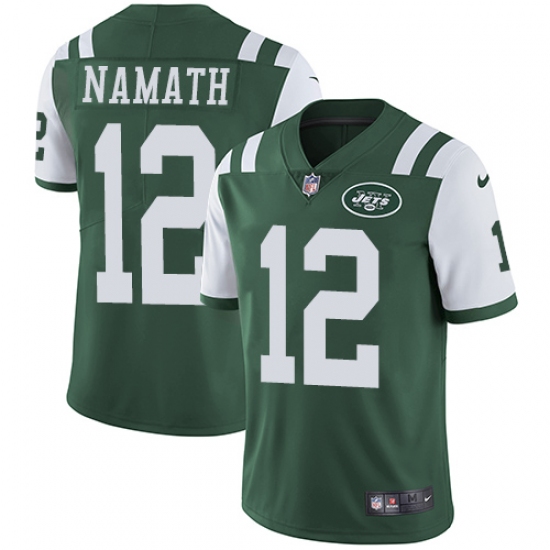 Men's Nike New York Jets 12 Joe Namath Green Team Color Vapor Untouchable Limited Player NFL Jersey