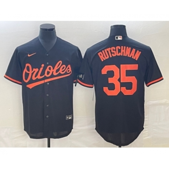 Men's Baltimore Orioles 35 Adley Rutschman Black Cool Base Stitched Jersey