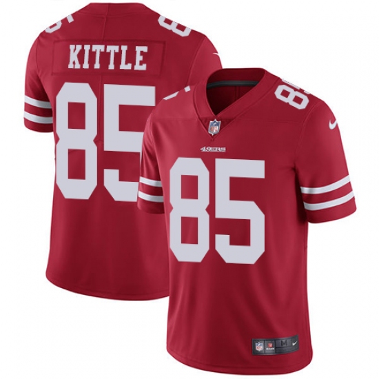 Men's Nike San Francisco 49ers 85 George Kittle Red Team Color Vapor Untouchable Limited Player NFL Jersey
