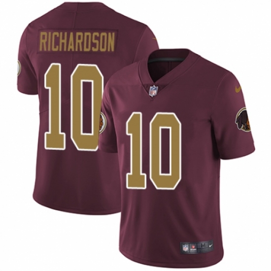 Men's Nike Washington Redskins 10 Paul Richardson Burgundy Red/Gold Number Alternate 80TH Anniversary Vapor Untouchable Limited Player NFL Jersey