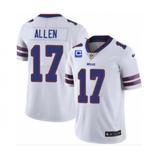 Men's Buffalo Bills 2022 17 Josh Allen White With 4-star C Patch Vapor Untouchable Limited Stitched Jersey