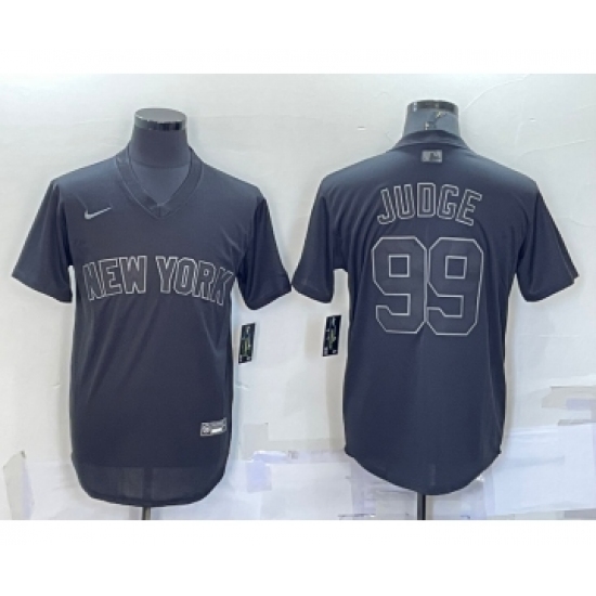 Men's New York Yankees 99 Aaron Judge Black Pitch Black Fashion Replica Stitched Jersey