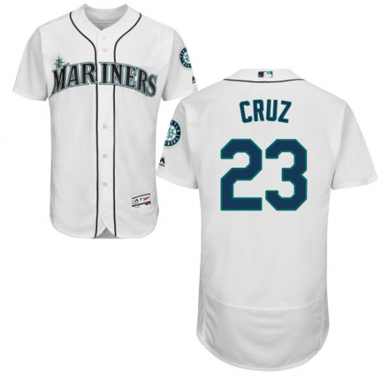 Men's Majestic Seattle Mariners 23 Nelson Cruz White Home Flex Base Authentic Collection MLB Jersey