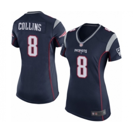 Women's New England Patriots 8 Jamie Collins Game Navy Blue Team Color Football Jersey
