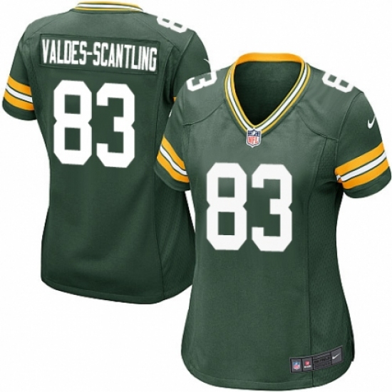 Women's Nike Green Bay Packers 83 Marquez Valdes-Scantling Game Green Team Color NFL Jersey