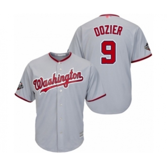 Youth Washington Nationals 9 Brian Dozier Authentic Grey Road Cool Base 2019 World Series Bound Baseball Jersey