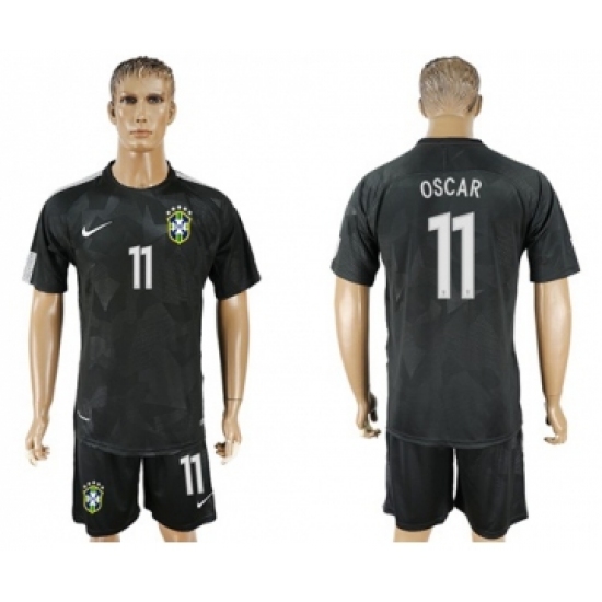 Brazil 11 Oscar Black Soccer Country Jersey