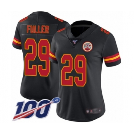 Women's Kansas City Chiefs 29 Kendall Fuller Limited Black Rush Vapor Untouchable 100th Season Football Jersey