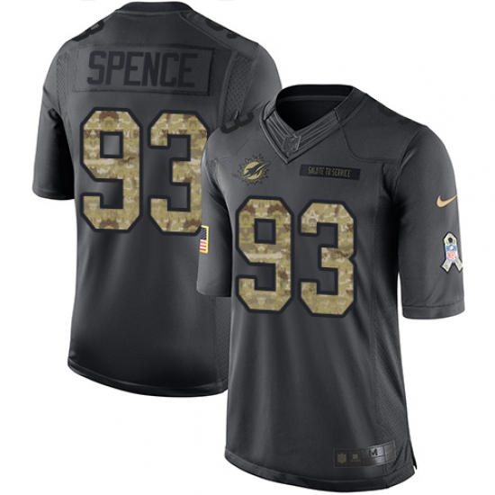 Youth Nike Miami Dolphins 93 Akeem Spence Limited Black 2016 Salute to Service NFL Jersey