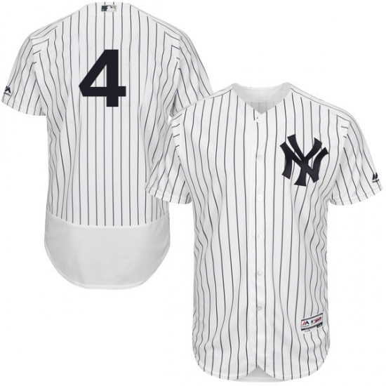 Men's Majestic New York Yankees 4 Lou Gehrig White Home Flex Base Authentic Collection MLB Jersey
