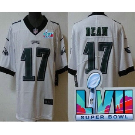 Men's Philadelphia Eagles 17 Nakobe Dean Limited White Super Bowl LVII Vapor Jersey